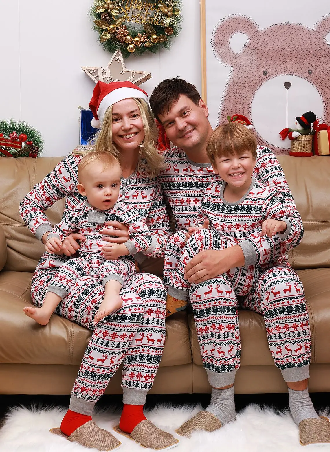 Amazon ebay good 2022 European and American Christmas new parent-child home set pajamas