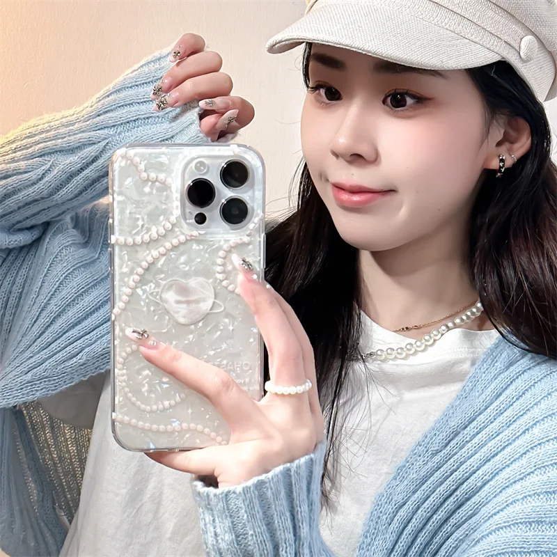 Shell Necklace Love Phone Case For iphone 14 13 12 11 Pro Max X XR XSMAX 7 8 Plus SE TPU Case Cover new products