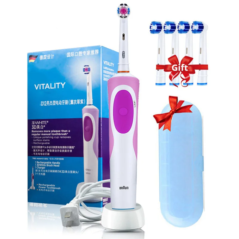 

Electric Toothbrush 2D Rotary Vibration Clean Charging Tooth Brush Cross Action Bristle Oral Care 4 Gift Brush Heads Free