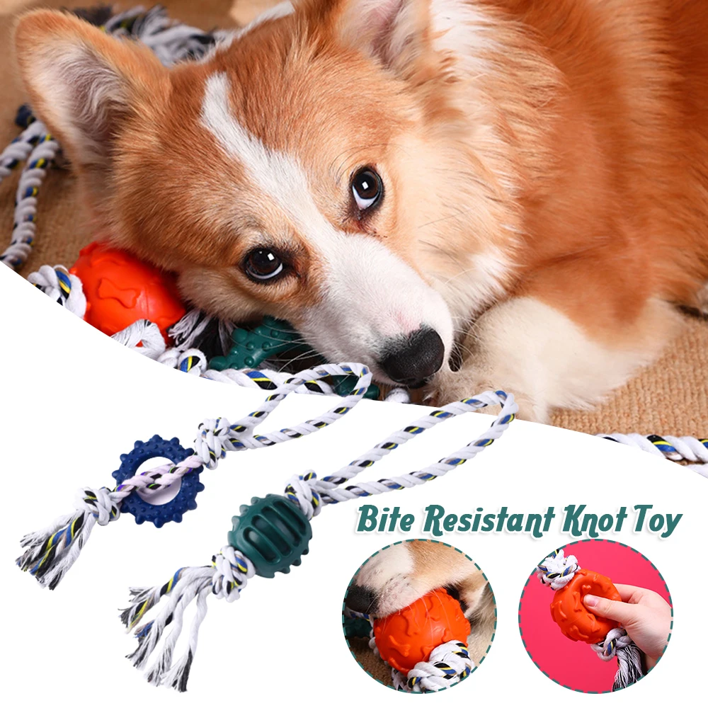 

Interactive Dog Tug Toy Cotton Rope Teething Chew Toy with Bite Resistant Toys Sports Lightweight Durable Toy Outdoor pjop