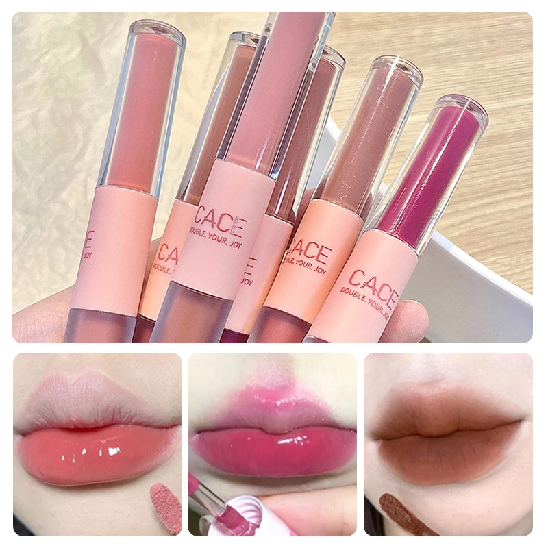 

Lip Makeup Cosmetic Double Head Lip Gloss Lip Glaze Mirror Lasting Matte Double-headed Waterproof Easy To Wear Lipsticks