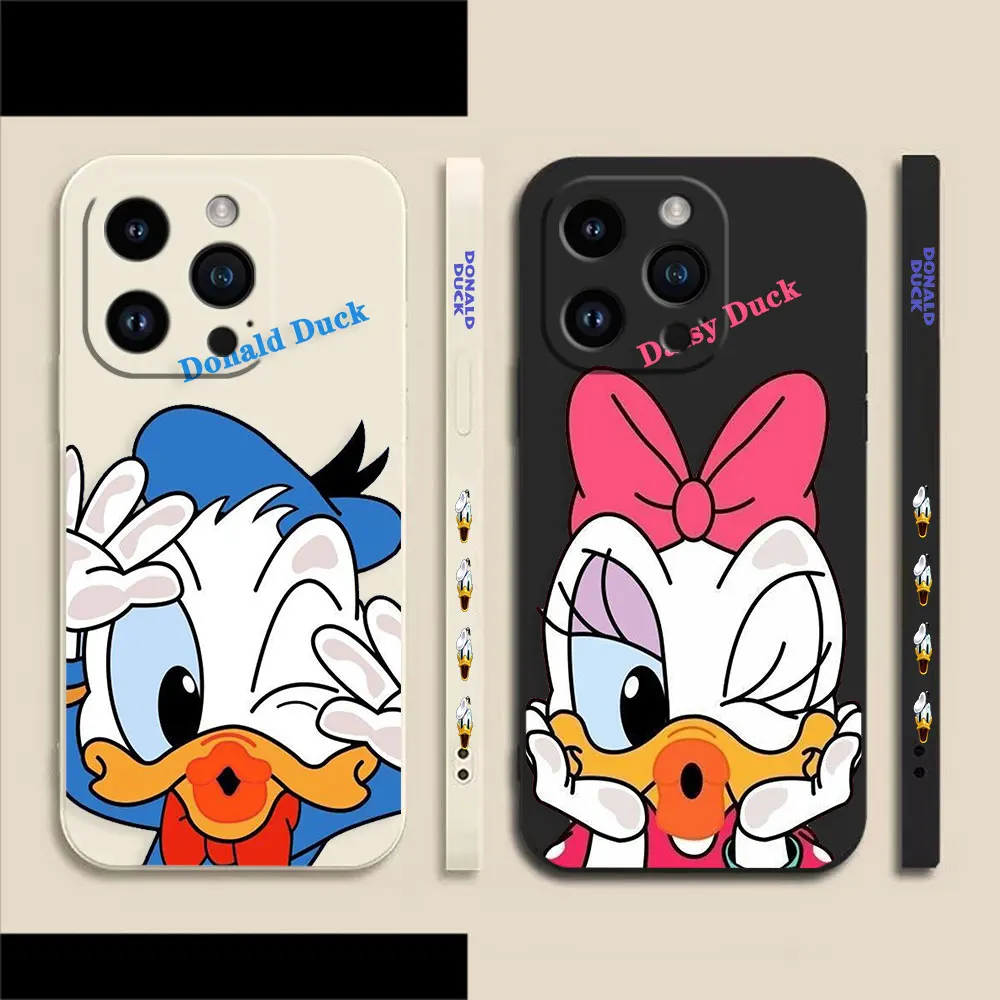 

Daisy Donald Duck Phone Case For Apple iPhone 14 13 12 11 Pro XS Max Mini X XR SE 7 8 6 6S Plus Colour Liquid Case Funda Shell