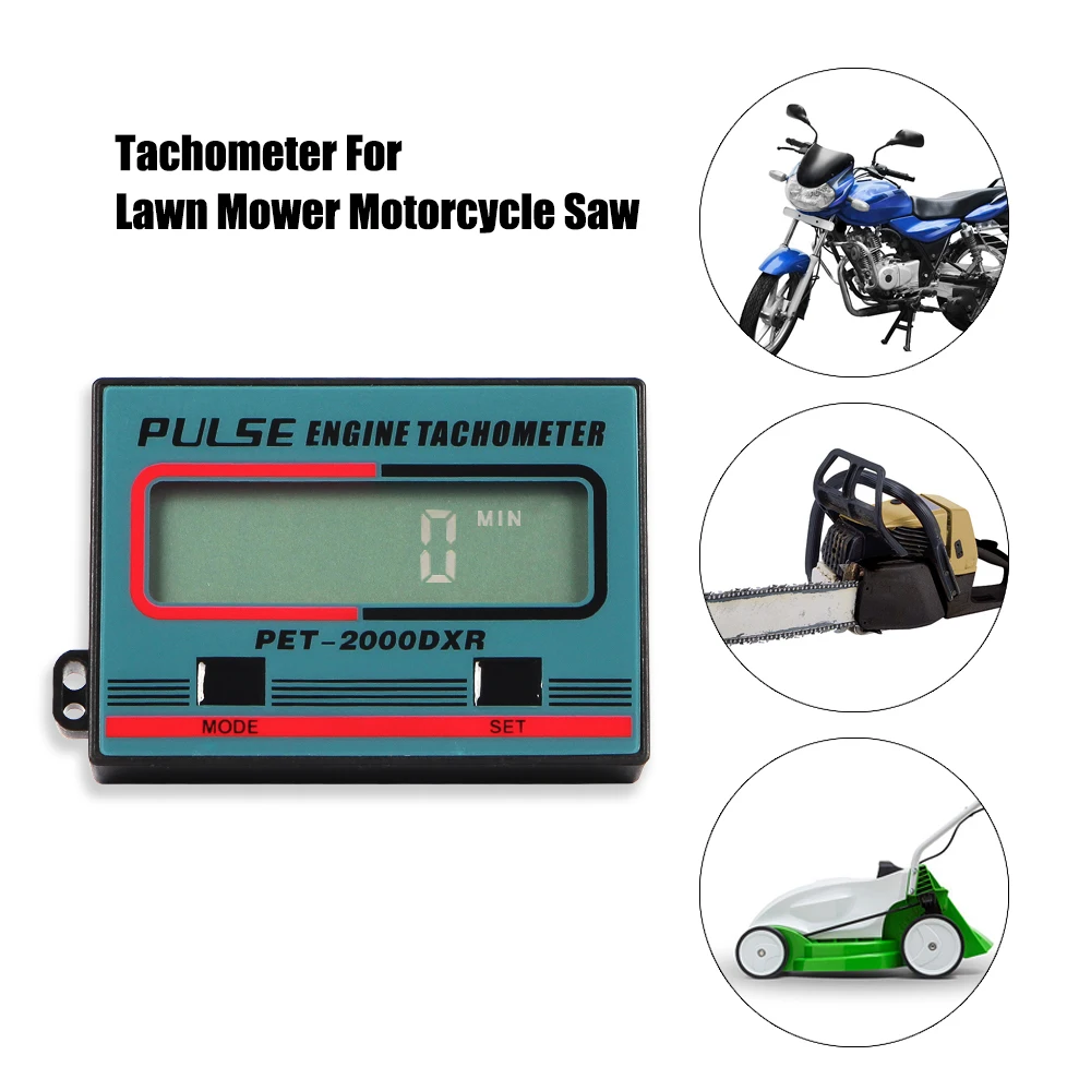

100-30000RPM Digital Tachometer Gauge Pulse Engine Tach Hour Meter for Motorcycle ATV Lawn Mower 2/4 Stroke Engine Spark Plugs