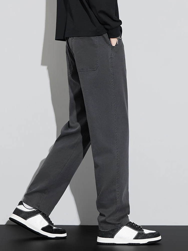 Woodpecker Anti-Wrinkle Autumn Straight Casual Pants Men's Versatile Loose Business Trousers Fleece-lined Thickened Wide Leg ...