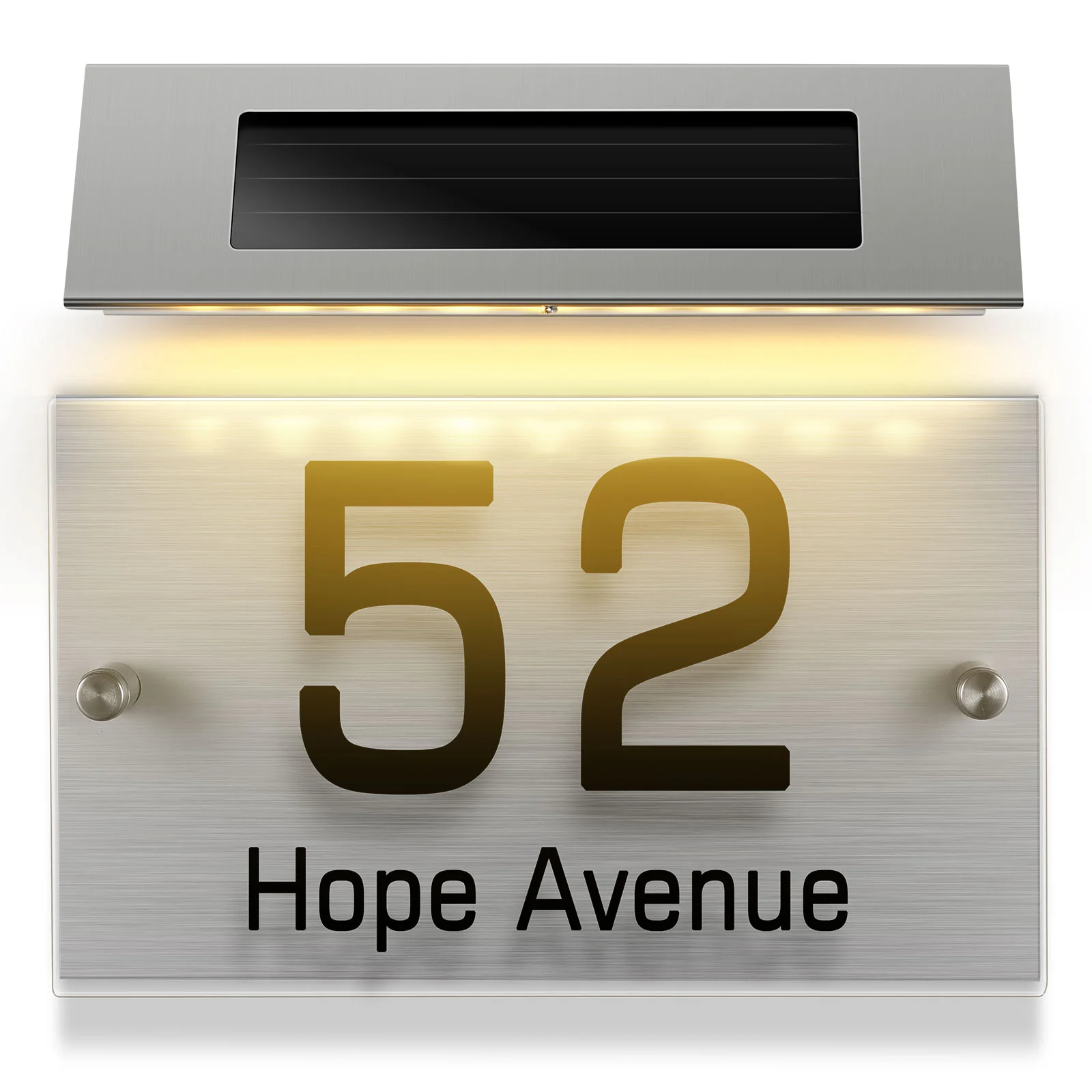 

House Number Address Light Front Door Signs Solar The LED Lighting Tool Stainless Steel Doorplate Lamp Outdoor Outside numbers