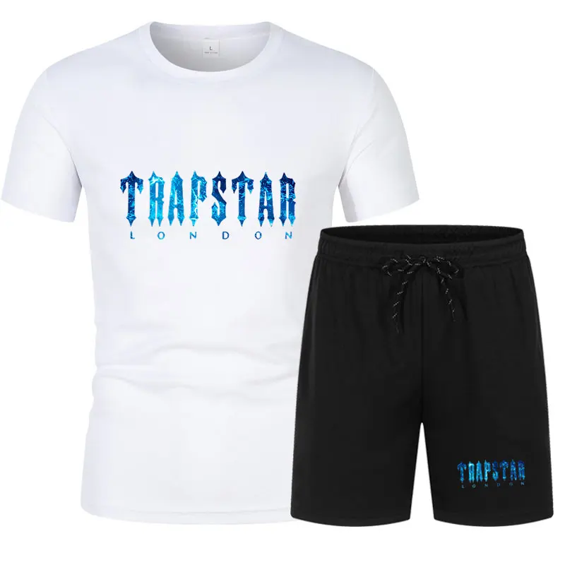 Trapstar Summer men's sets T-shirt+shorts two-piece set leisure sports breathable jogging fitness cotton street men's clothing