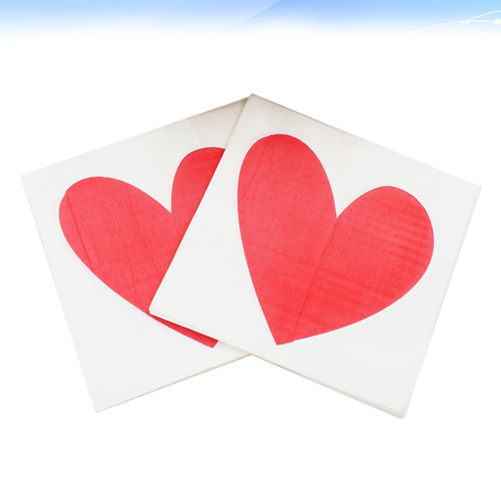 

40pcs Heart Printed Napkins Elegant Valentine's Day Paper Towel for Wedding