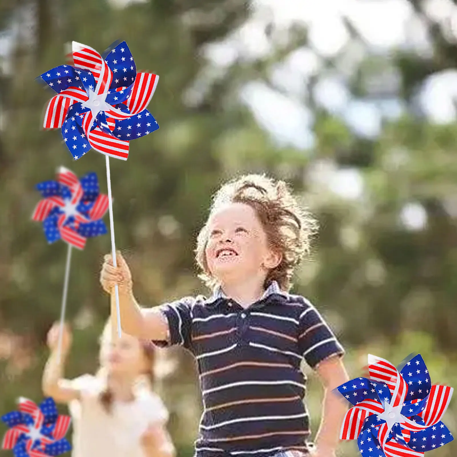 

20pcs Patriotic Pinwheels Independence Day Decorations 4th Of July Pinwheels Wind Spinners For Yard And Garden Decorations