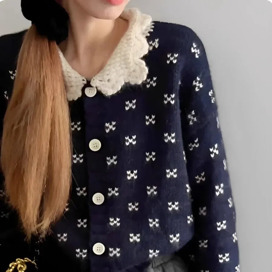 Женская короткая куртка с длинным рукавом цветочным принтом