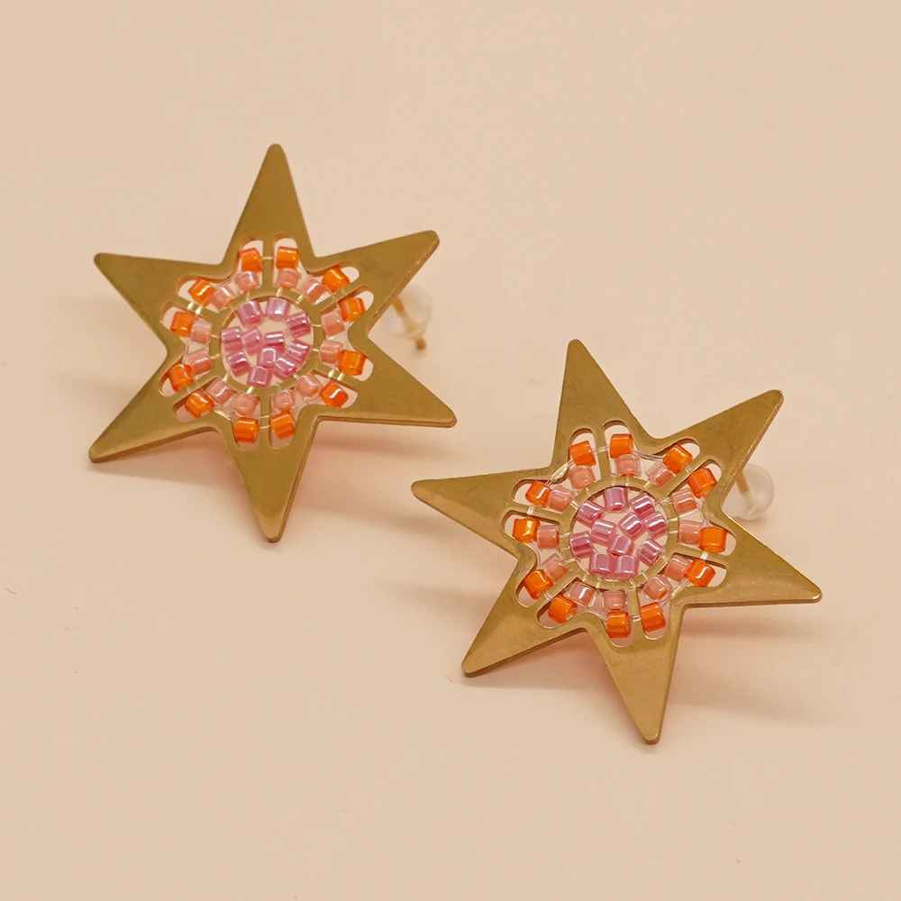 

YASTYT Miyuki Earings Weaving Handmade Star Gift Lucky For Women Girls Bohemia Stud Fashion Accessories Jewelry Temperamen