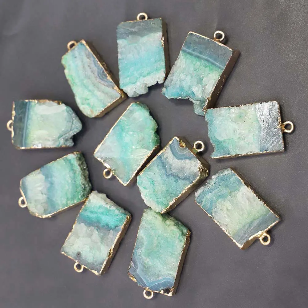 

Natural Stone Green Simple Single Hanging Agate Crystal Bud Pendant Necklaces Charm Irregular Jewelry Making Wholesale 5Pcs/Lot