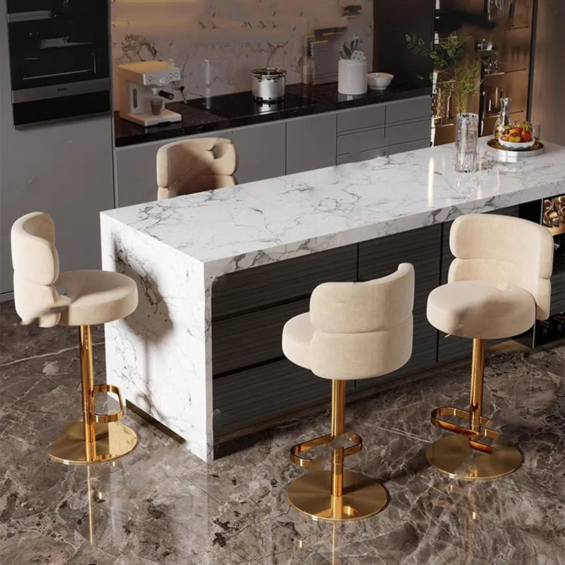 Простые барные стулья с регулируемой спинкой бархатные удобные Современные