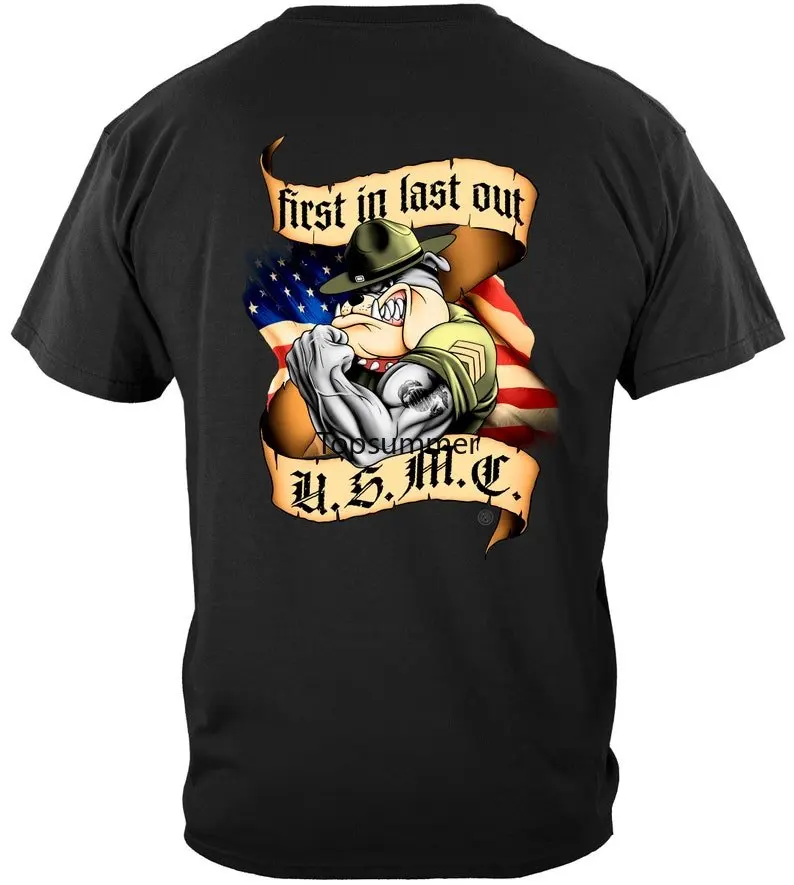 

First In Last Out Marine Corps Oversized T-Shirt Brand Men'S Clothing 100% Cotton Streetwear Plus Size Top Tee