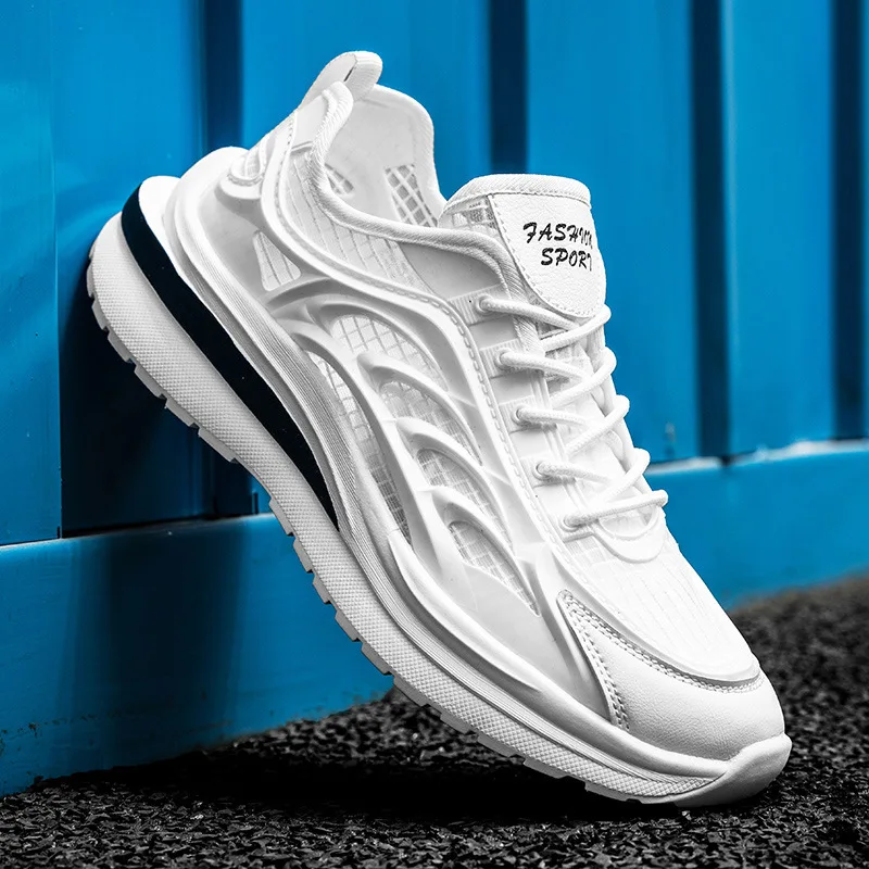 

Thick-soled Shoes Breathable Hollow Mesh Casual Sports Men's Shoes 2021 New White Shoes Light