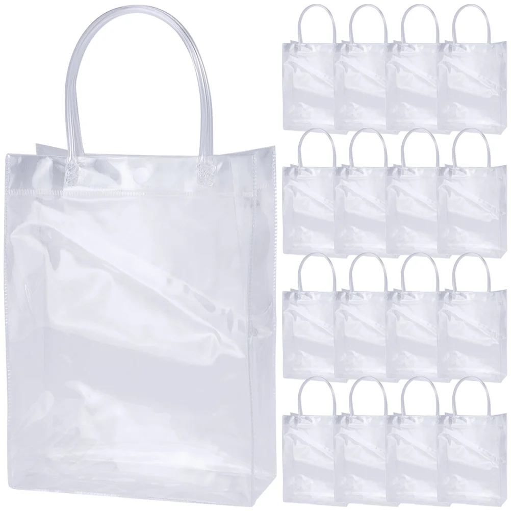 

Food Reusable Transparent Gift Bags Wrapping Plastic Tote Handle Present Package Accessories PVC Clear Handles Bulk Medium