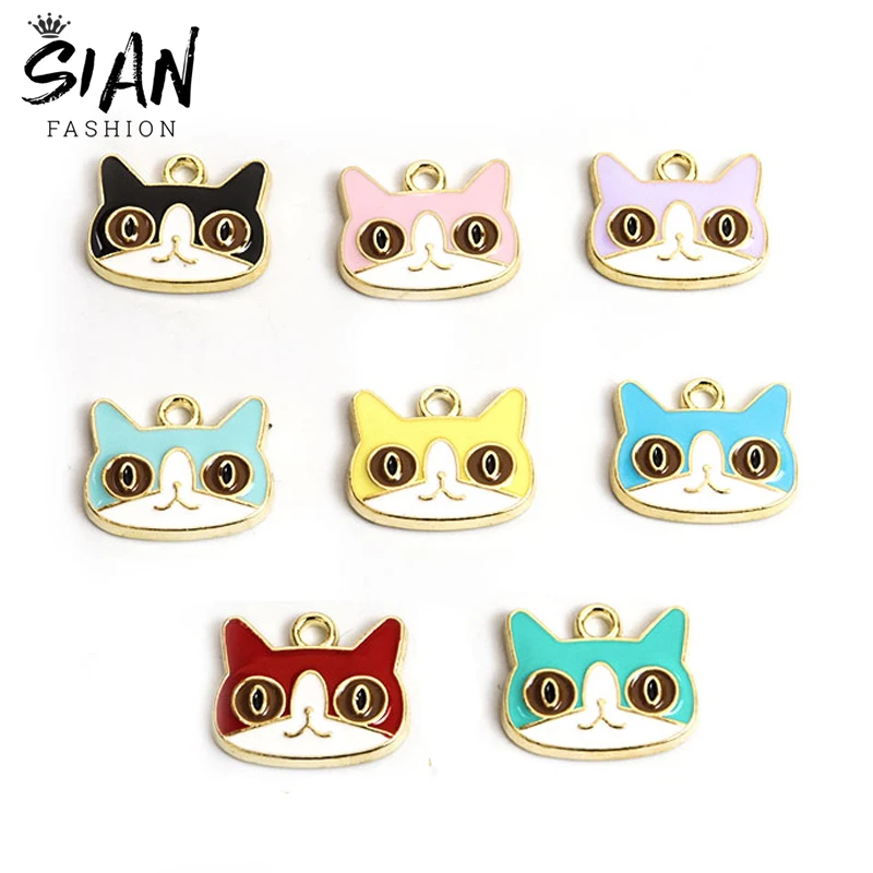 

10pcs/Lot Colorful Enamel Cartoon Animal Cat Charms for Pendant Necklace Keychains Earrings DIY Jewelry Making Handmade Findings