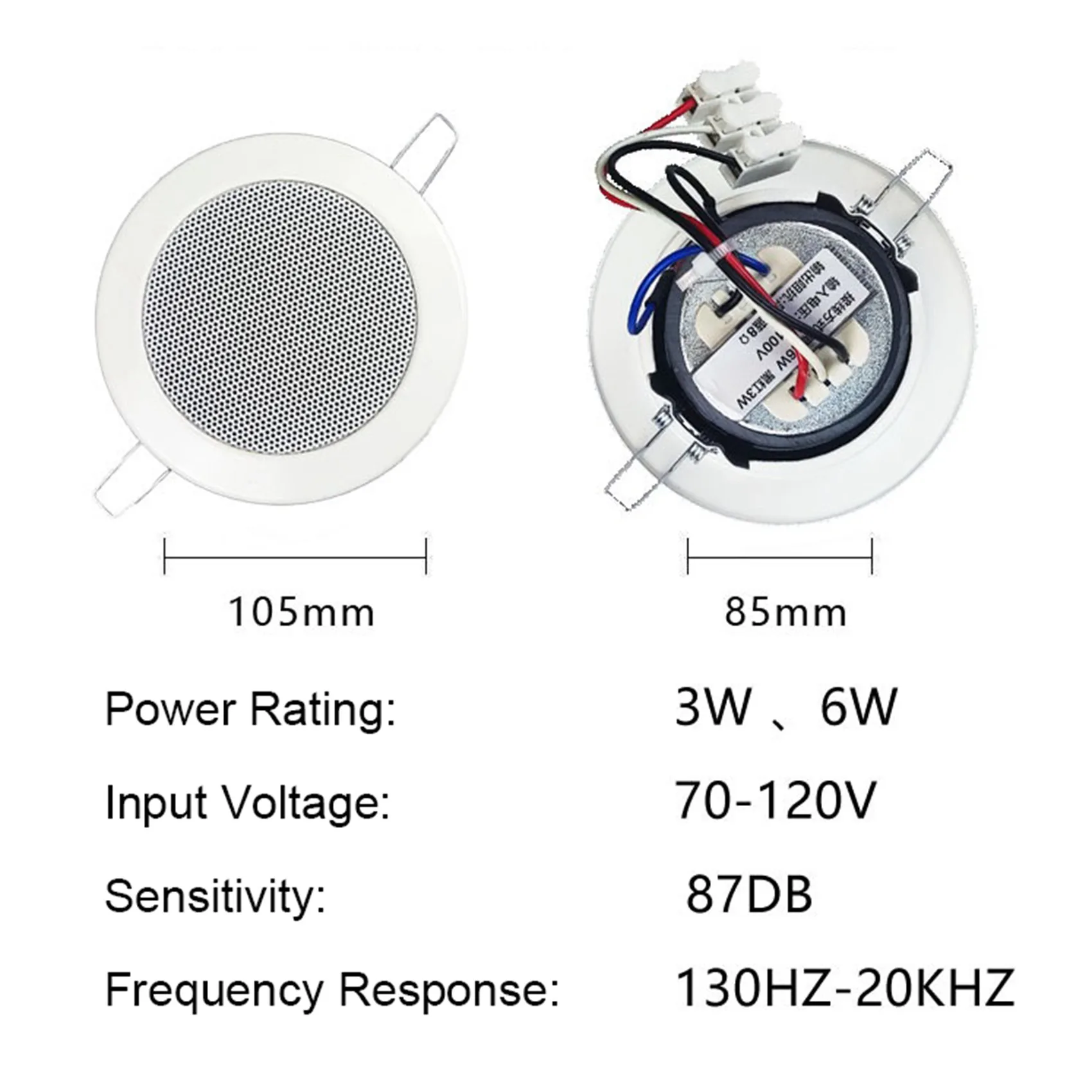 3-дюймовый потолочный динамик 10W нагрузочный стереозвук для общественных адресов