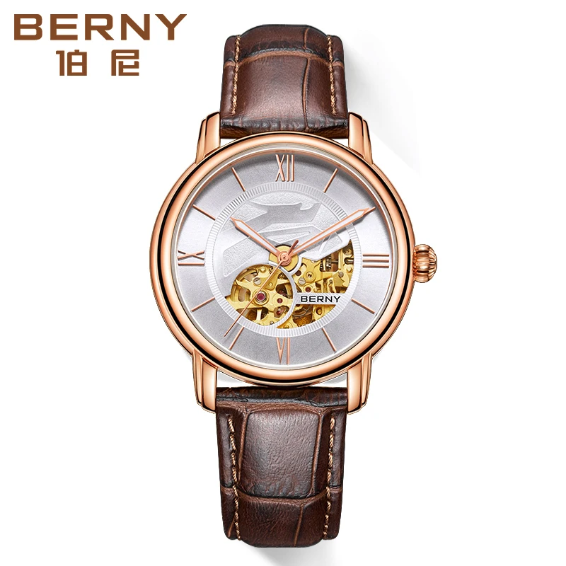 

BERNY Citizen 8N24 Skeleton Watches for Men Automatic Mechanical Watch Self Winding Sapphire Luxury Gold Wristwatch Waterproof