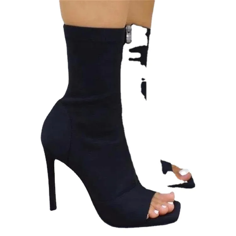 Hot Selling Salsa Outdoor Indoor Plus Size Latin Dance Shoes for Dancing Women Teachers High Heels 10 cm Nylon Boots Black568 | Обувь