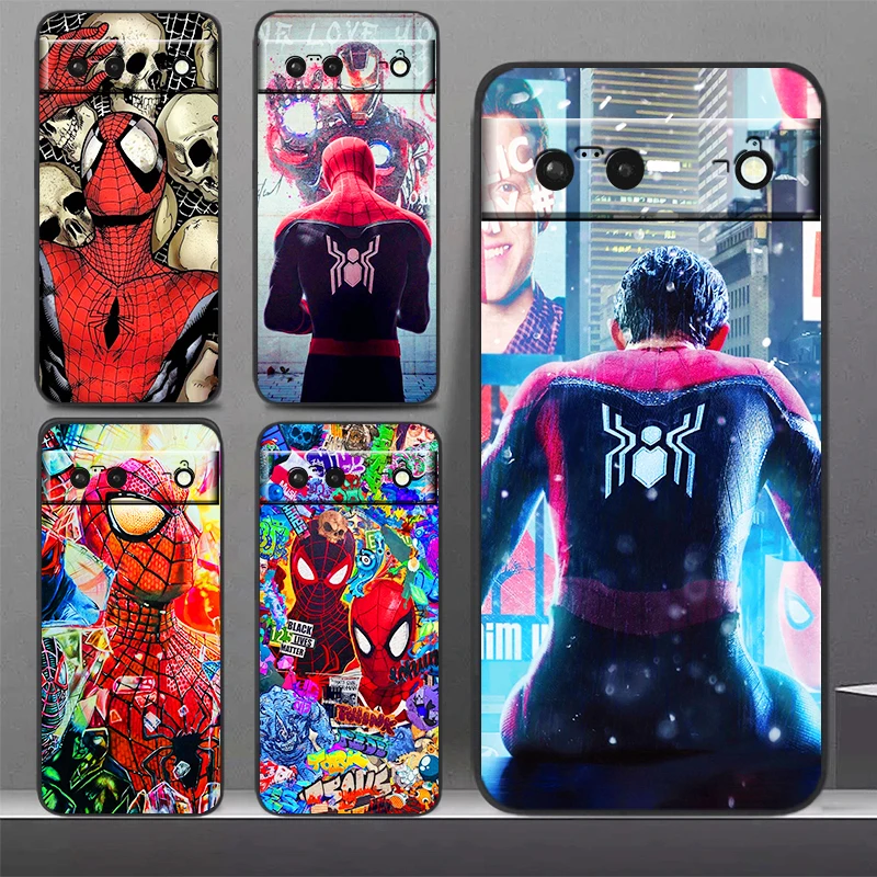 

Superhero Spiderman Peter Parker Phone Case For Google Pixel 7 6 Pro 6A 5A 5 4 4A XL 5G Black Shockproof Silicone TPU Cover