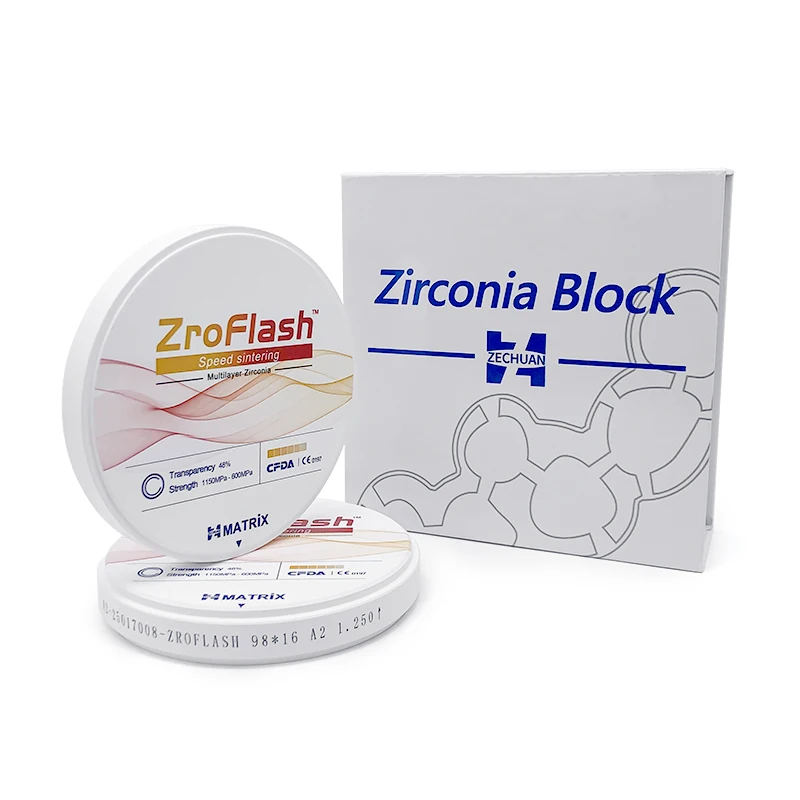 Фото ZECHUAN MATRIX Zro Flash Speed Sintering Multilayer Zirconia Block: Блок из многослойного циркония для быстрого восстановления в зуботехнических лабораториях и стоматологических клиниках, диск из циркония №2