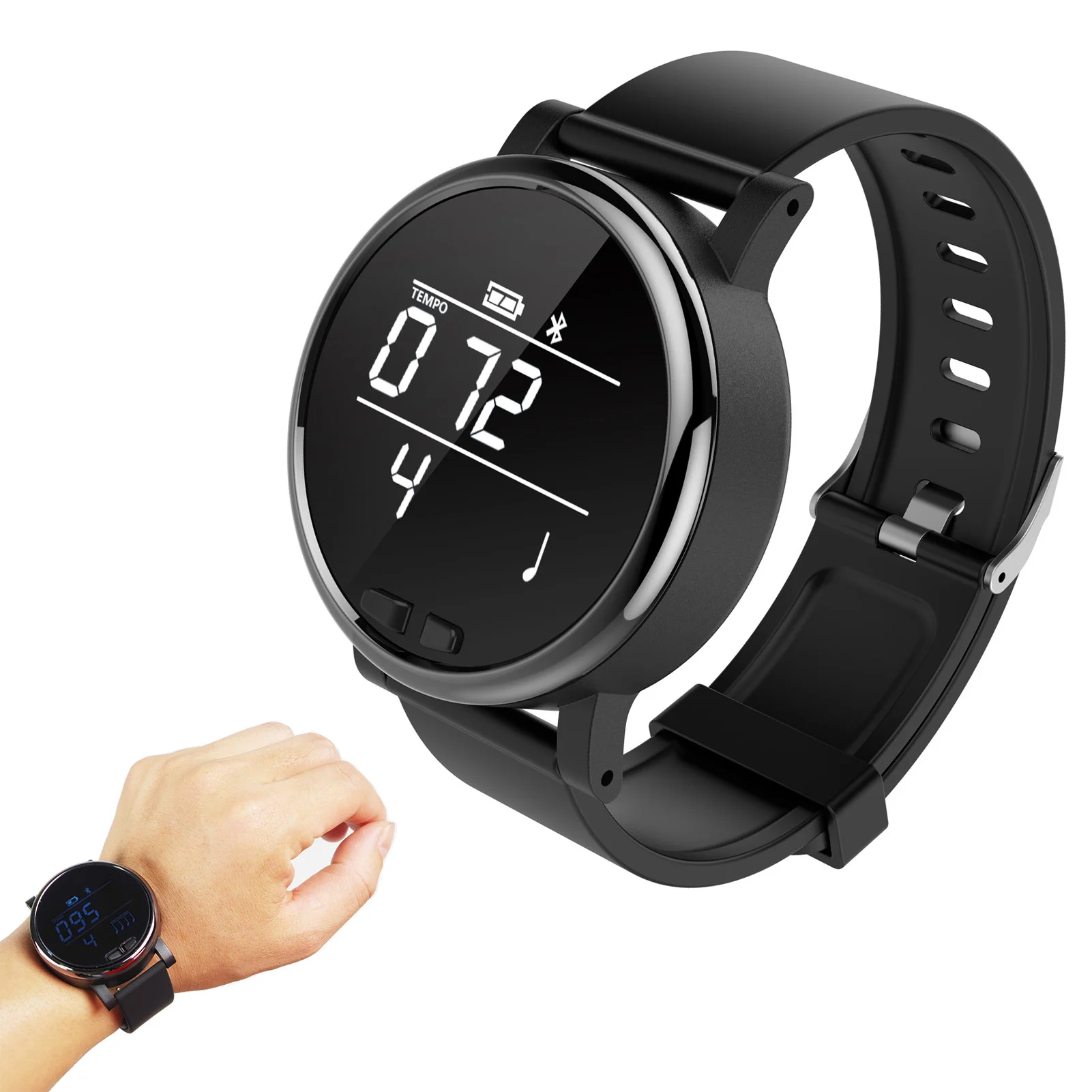 

Wearable Vibrating Metronome Band Practice Metronomes Time Display Watch With 330mAh Battery Wireless APP Control Musical Tool
