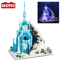 2022 new world castle palace building blocks architecture snow ice led light mini diamond bricks diy toys for children kid gifts