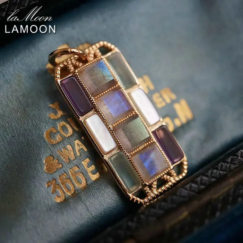 LAMOON натуральный лунный камень лабрадорит цветной драгоценный подвеска