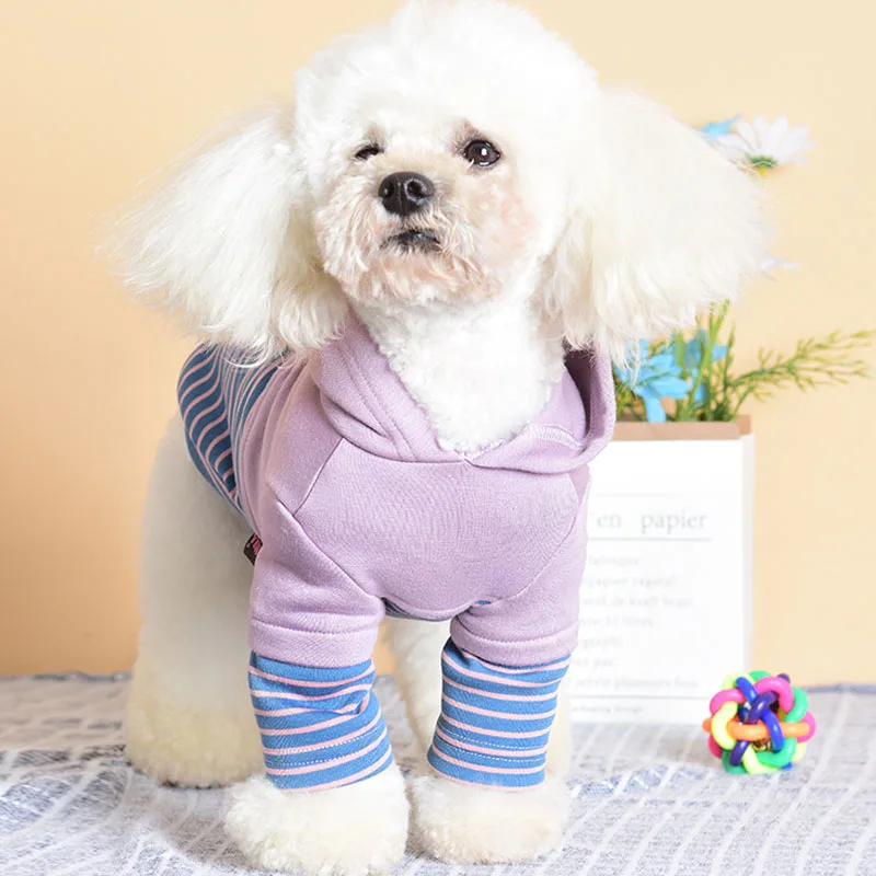 

Strips Winter Dog Hooded Hoodies For Small Medium Dogs Pomeranian Dog Clothes Warm Coat Jacket Sweatshirt Sweater Costume Outfit