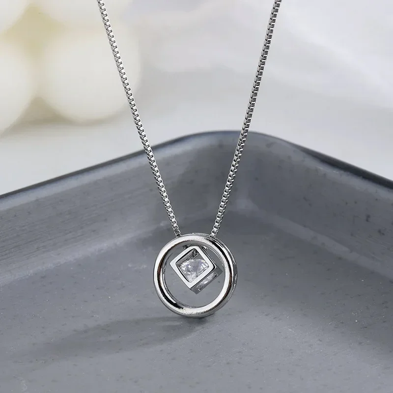 Кулон в виде кубика Рубика Женская серебряное ожерелье модное ювелирное