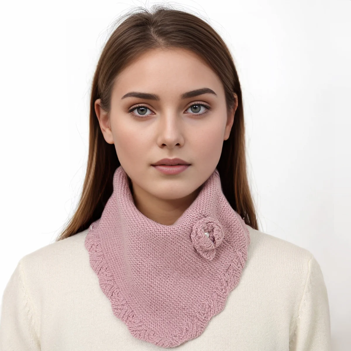 Новинка Зимний цветочный глушитель шерстяное Вязание для женщин флисовое кольцо