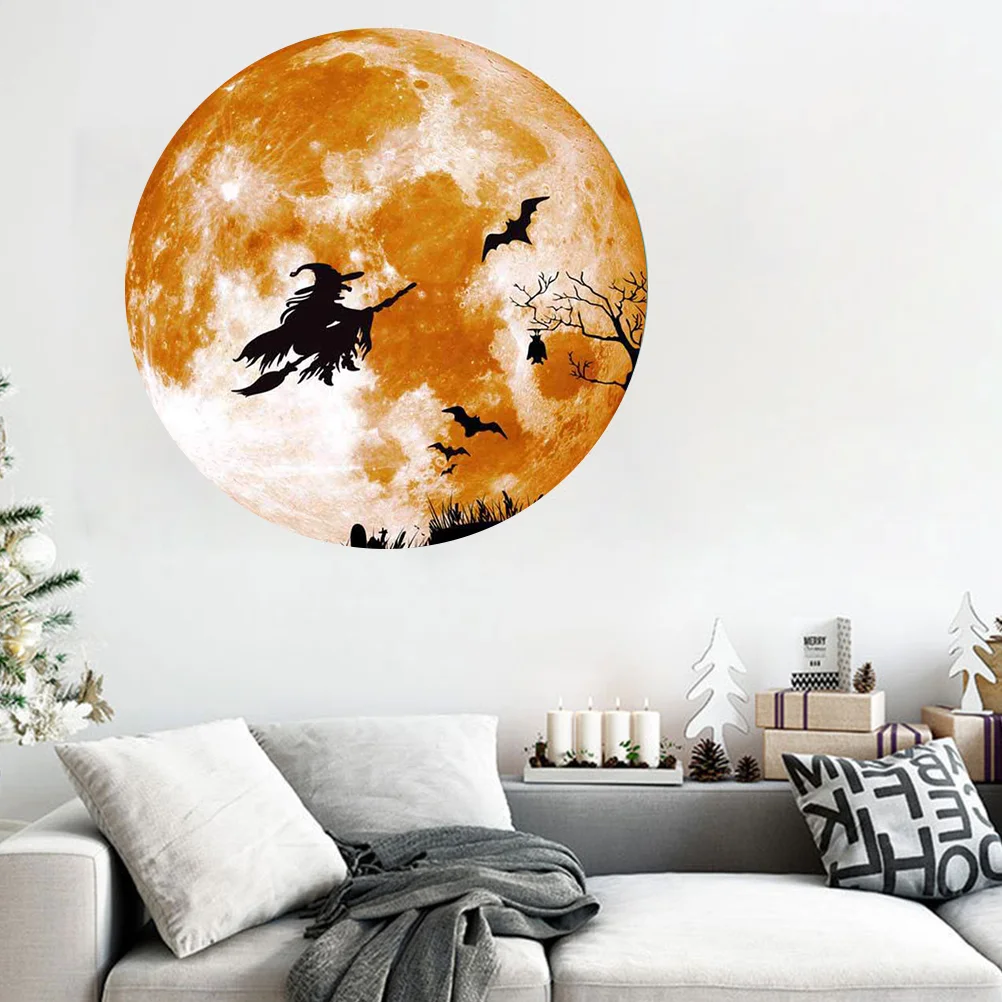 

Sticker Stickers Moonwolf Wall Window Decals Witch Bat Pattern Glow Fluorescent Horror