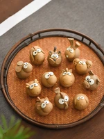 cute zodiac signs tea pet decor ceramic mini retro puppy tiger rabbit elephant handmade chinese gongfu tea accessories