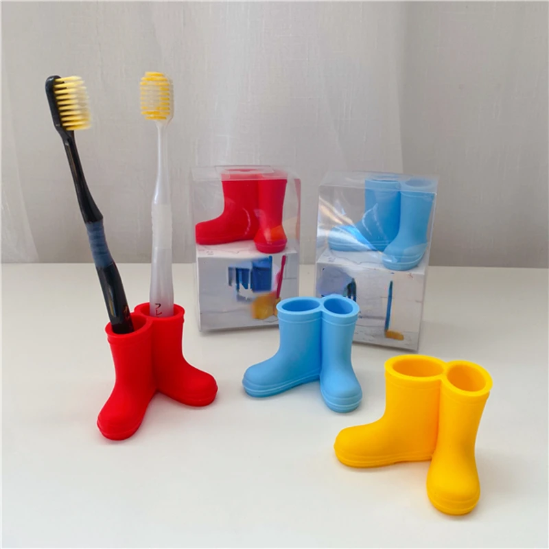

2022New Mini Rain Boots Toothbrush Holder Tooth Brush Stand Rack Elastic Protect Keep Dry Traceless Tooth Brush Base Bathroom