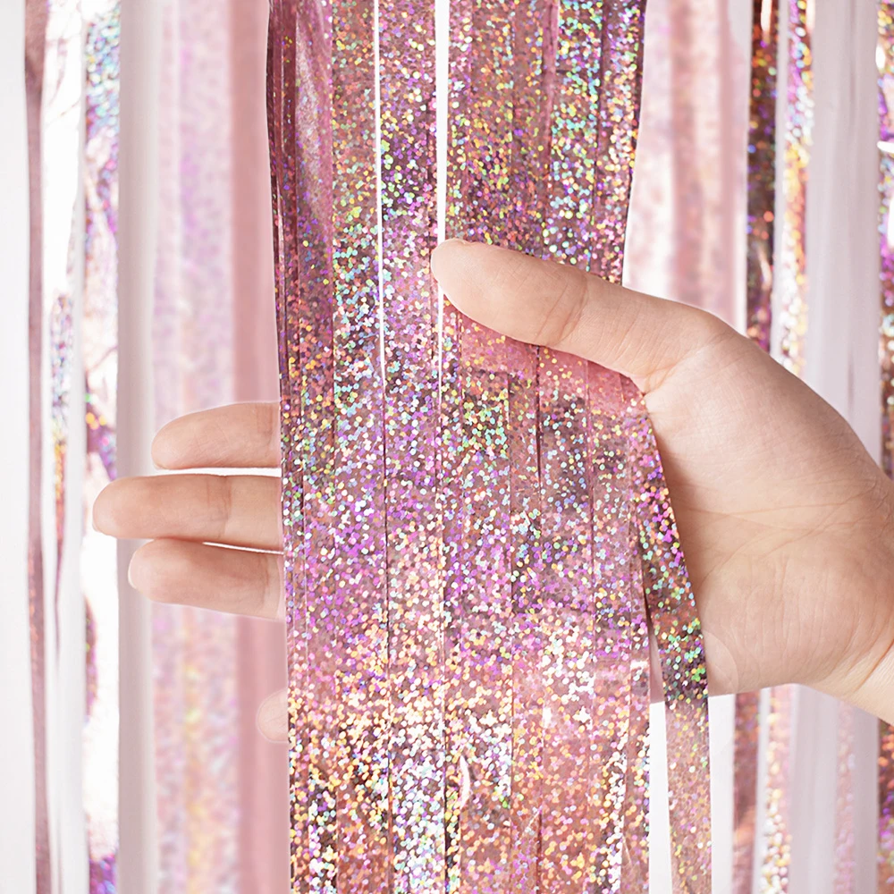 

2M Birthday Decoration Curtain Party Backdrops Metallic Foil Fringe Tinsel Curtain for Wedding Decor Baby Shower Party Supplies