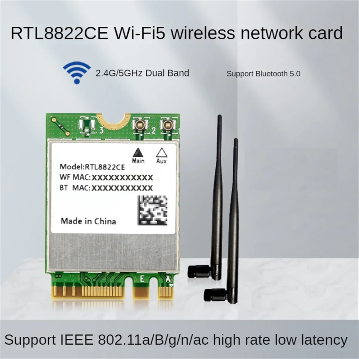 Фото N33R_RTL8822CE Беспроводная сетевая карта Двухдиапазонная карта Wi-Fi клавиш A/E 2,4G/5G №2