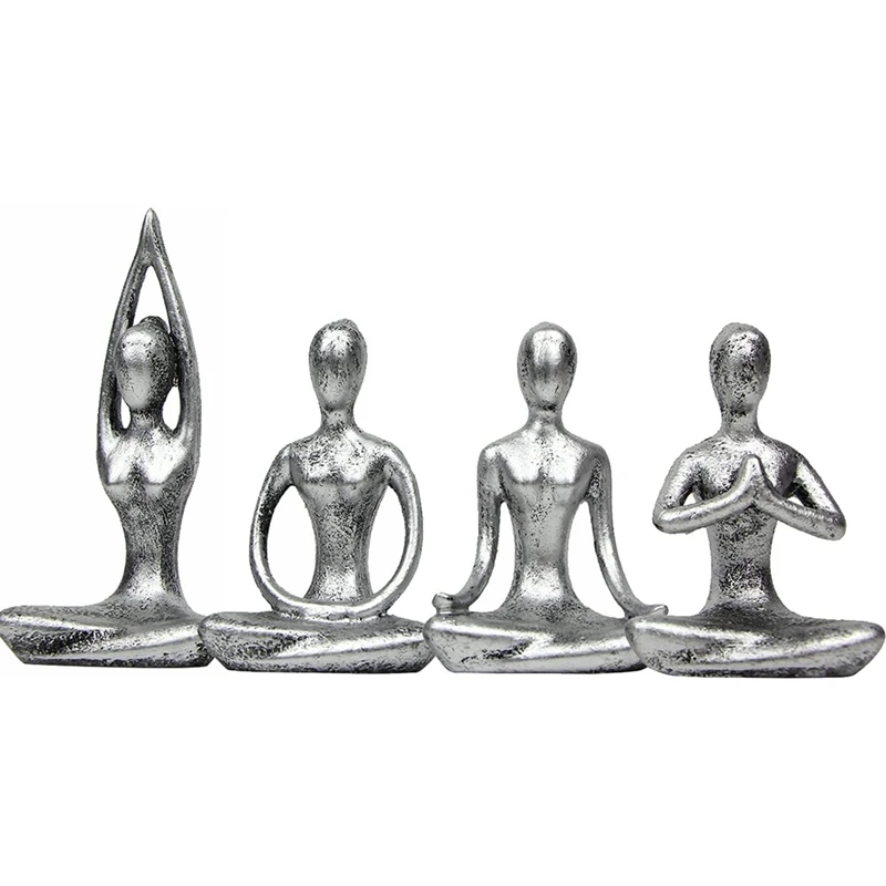 

Zen Meditation Decoration Yoga Statue 4 Piece Set Resin Statue Home Decoration Yoga Pose Sculpture
