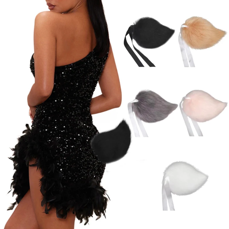 Милые девушки аниме плюшевый кроличий хвост имитация животного кролика Лолита