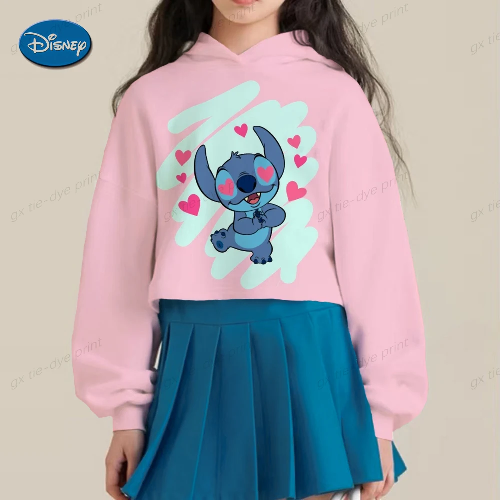 

Толстовка с капюшоном «Лило и Ститч» Disney, суперкороткая Рождественская красная снежинка для девочек, Короткая Толстовка с капюшоном «Лило ...