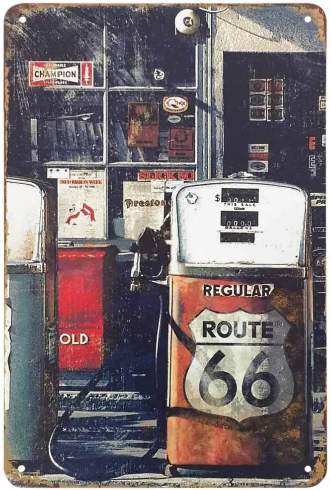 Оловянная вывеска на масляную станцию AOYEGO Route 66 винтажные металлические жестяные