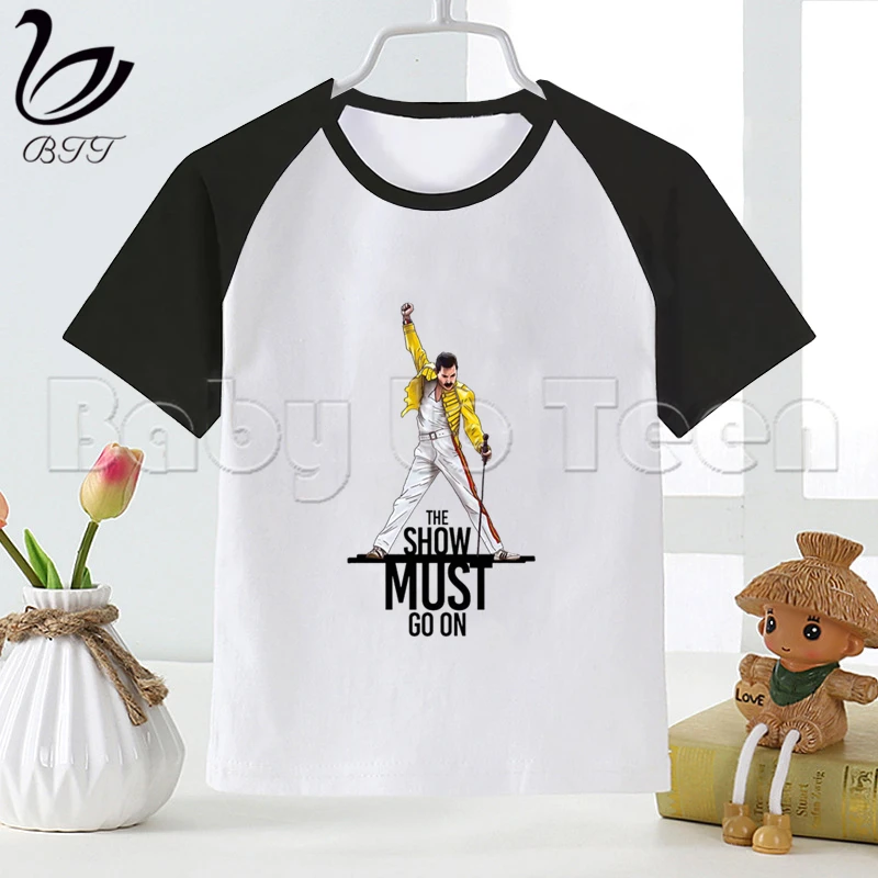 The Queen Band Freddie Mercury Cartoon Fashion Funny Print T-shirt Kids Summer O-Neck Tops Boys & Girls Tshirt,Drop Ship