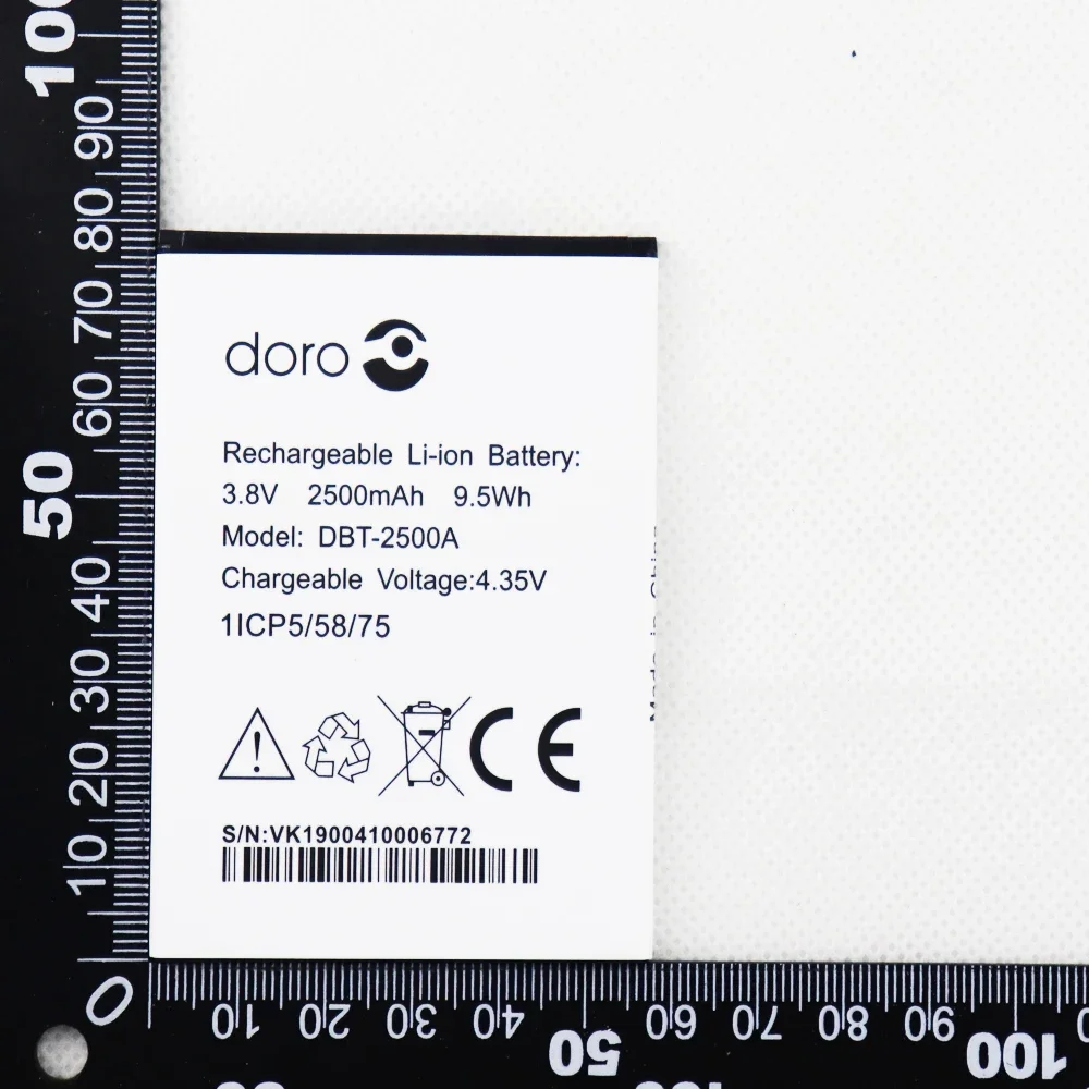 Аккумулятор DBT-2500A емкостью 2500 мАч для сотового телефона DORO 8035