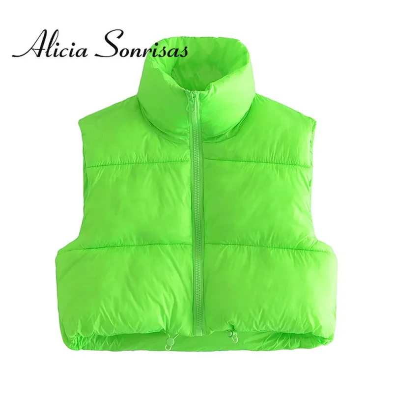 

2022 New Short Cotton-padded Jacket Vest Urban Leisure Vest Spring and Autumn Solid Color Stand Top Female Waistcoat