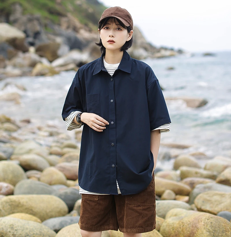 Японская модная Ретро рубашка-карго Ciboy с коротким рукавом мужская и женская