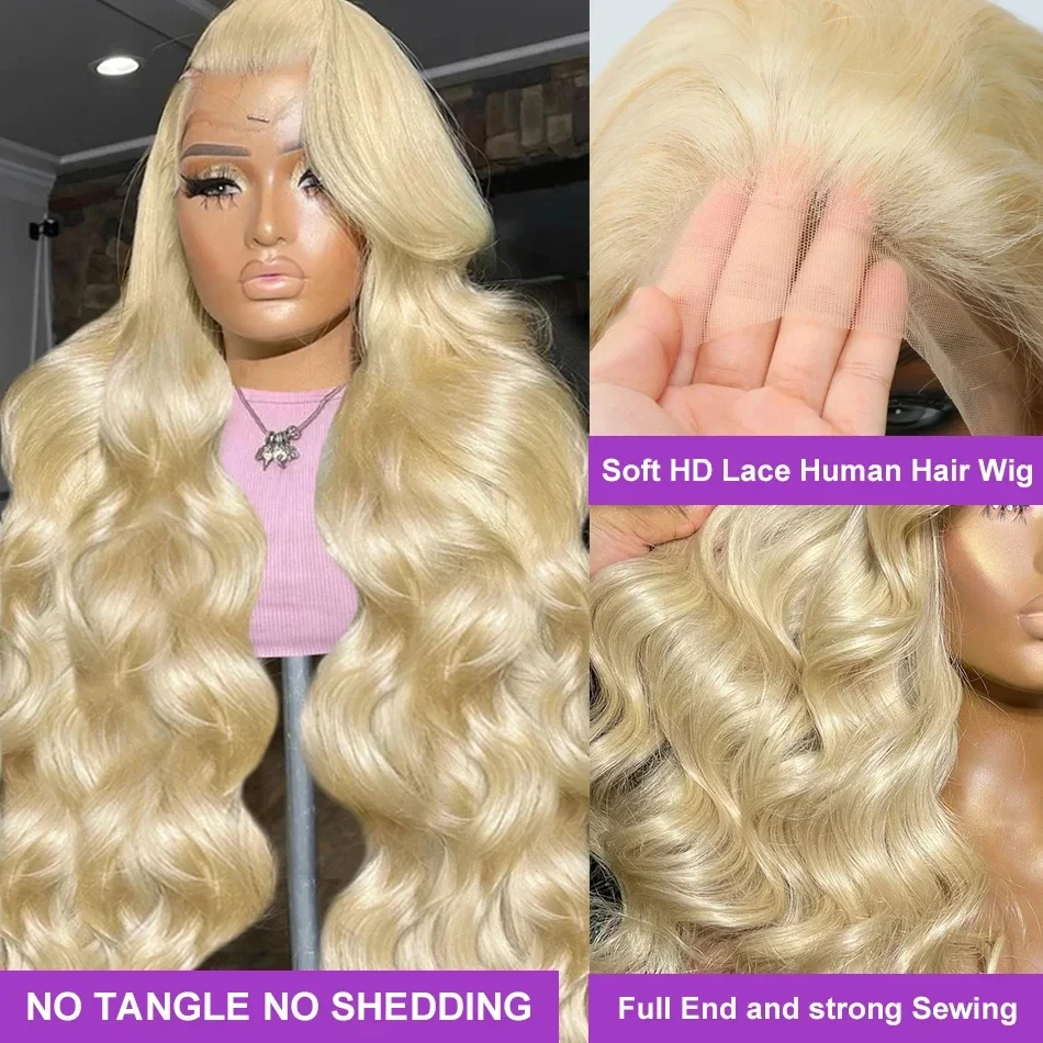 Блондинка 613 Объемная волна 13x6 Длинный кружевной фронтальный парик Neddie