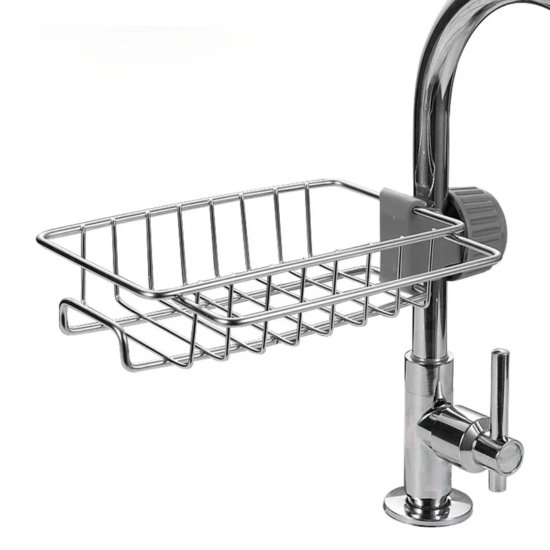 

Stainless Steel Faucet Rack Kitchen Storage Shelf Sponge Dish Cloth Finishing Rack Drain Rack Pool Rag Drain Dry Rack