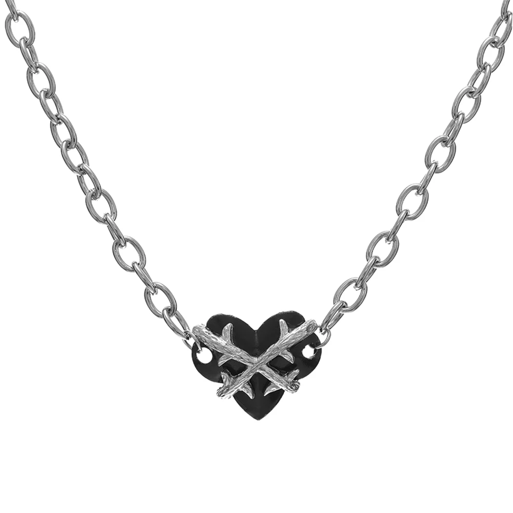 Y2k Цепочка В Форме Сердца Ожерелье Серебряного Тона Кулон Колье Для Женщин Модные