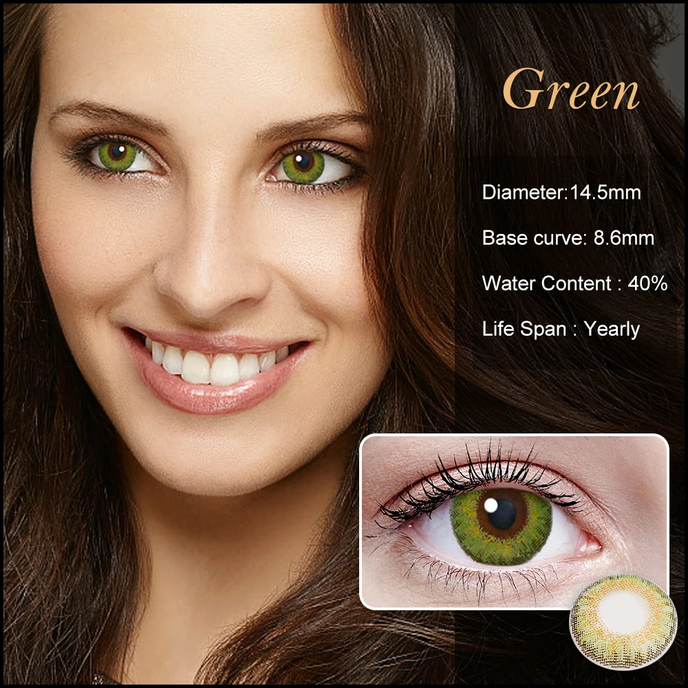 

2pc Big Eyes Cheap Price Natural 3 Tone Colors Eye Contacts Wholesale Colored Contact Lenses Green Contacts Lens Lentes Contacto