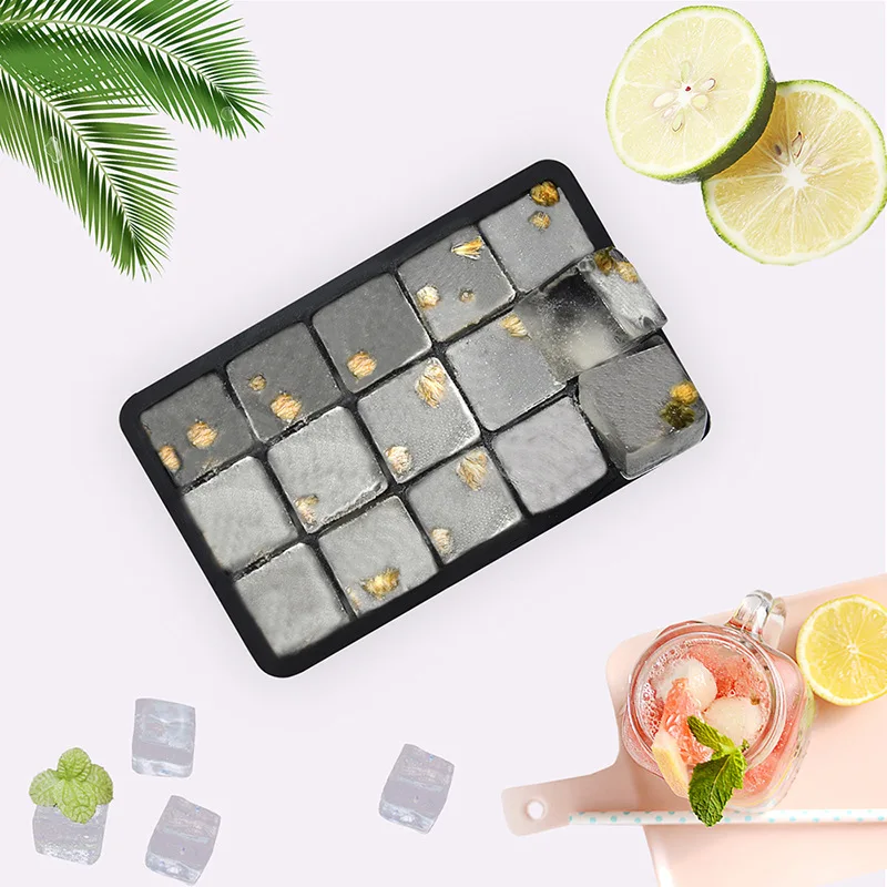 

15 Silicone Ice Cube Mold Black Maker Bar Drink Whiskey Tray Ice Box Food Grade Reusable Kitchen Gadget Accessories