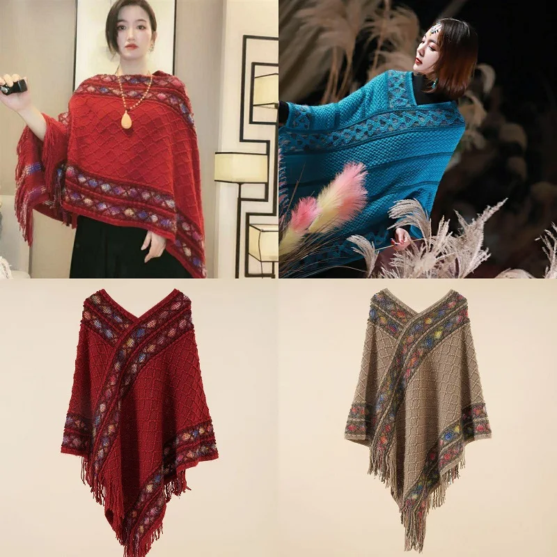 Poncho Spring Autumn New Pullover Cloak Ethnic Style burberry cape 2